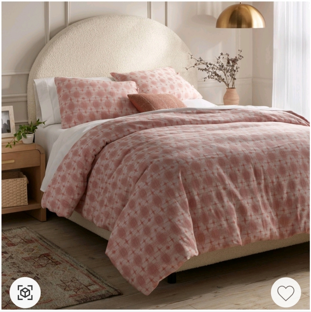 Two Threshold ikat ivory mauve pink Side Tie King Shams